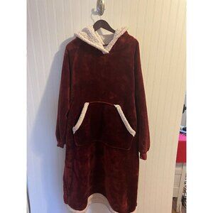 Unisex Bedsure Plush Blanket Robe Hooded Pockets Belted One Size